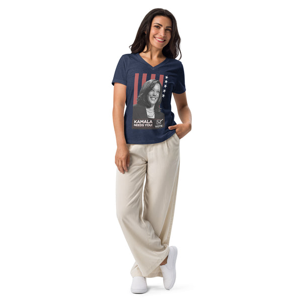 KAMALA NEEDS YOU! Women’s Relaxed V-Neck T-Shirt